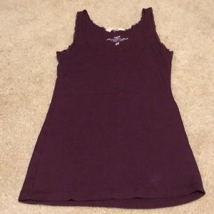 Scoop neck, maroon tank